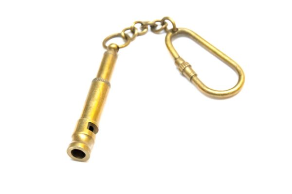 Brelok mosiężny - mini gwizdek - KEY-0129