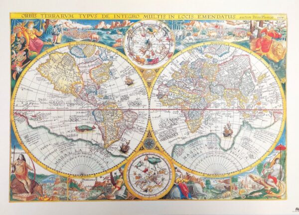 Stara Mapa Świata - Orbis Terrarum reprint - P. Plancius, 1594 r. M1594